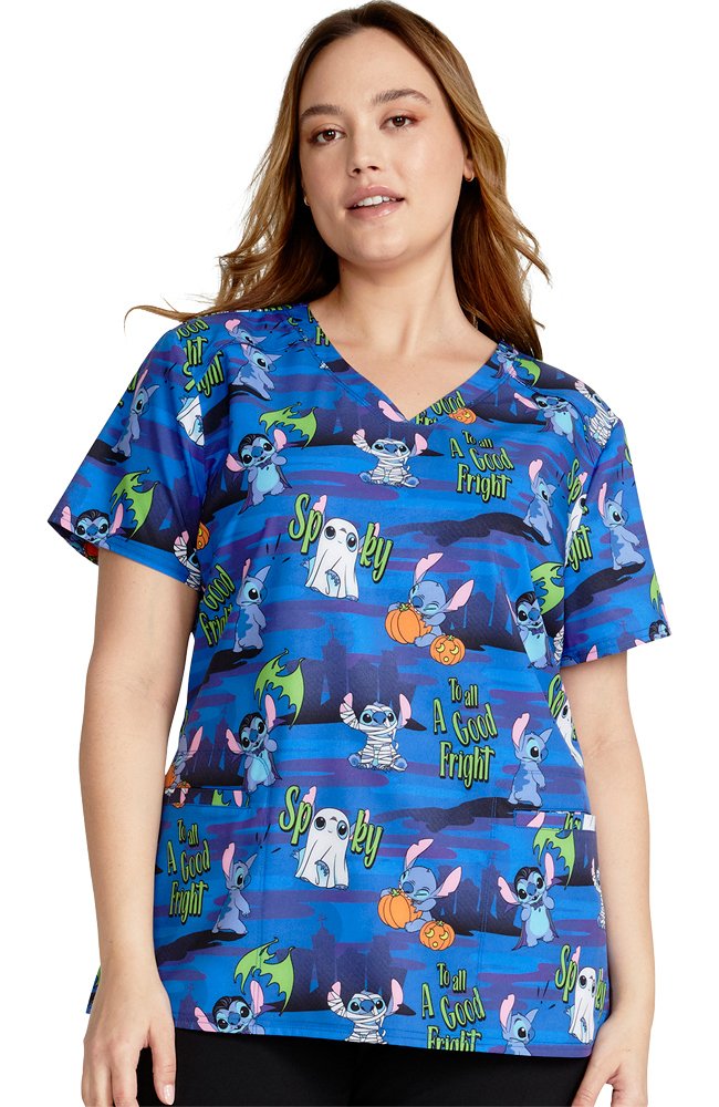 Tooniforms by Cherokee "A Good Fright" Lilo & Stitch Top