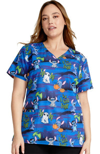 Tooniforms by Cherokee "A Good Fright" Lilo & Stitch Top