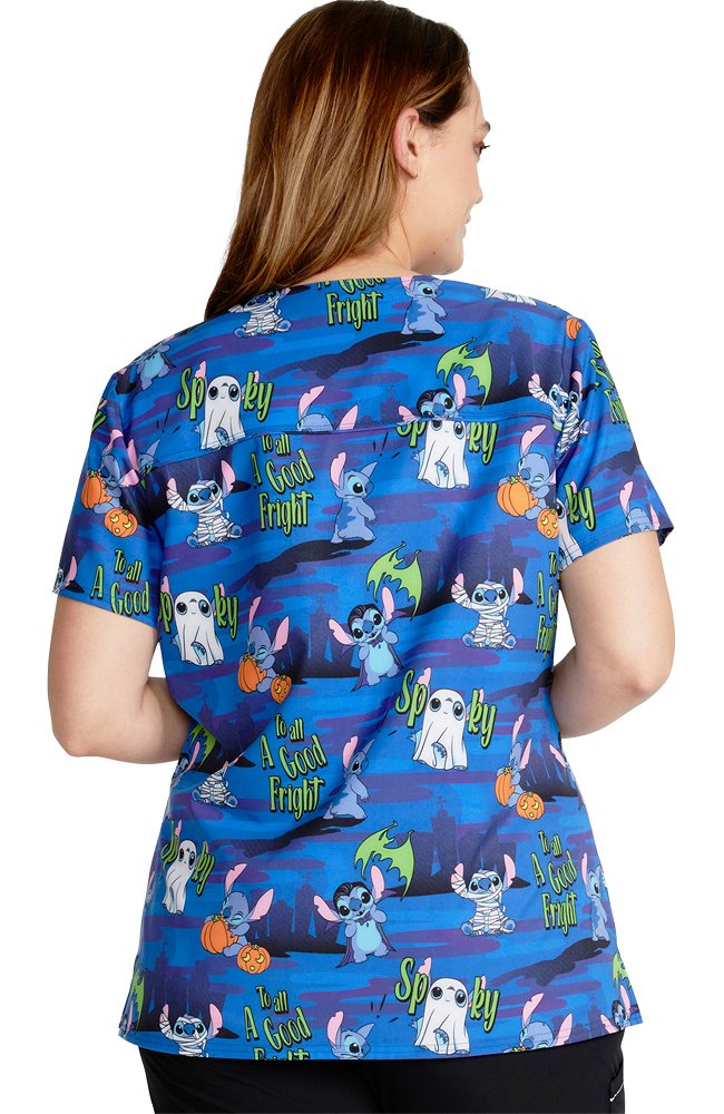 Tooniforms by Cherokee "A Good Fright" Lilo & Stitch Top