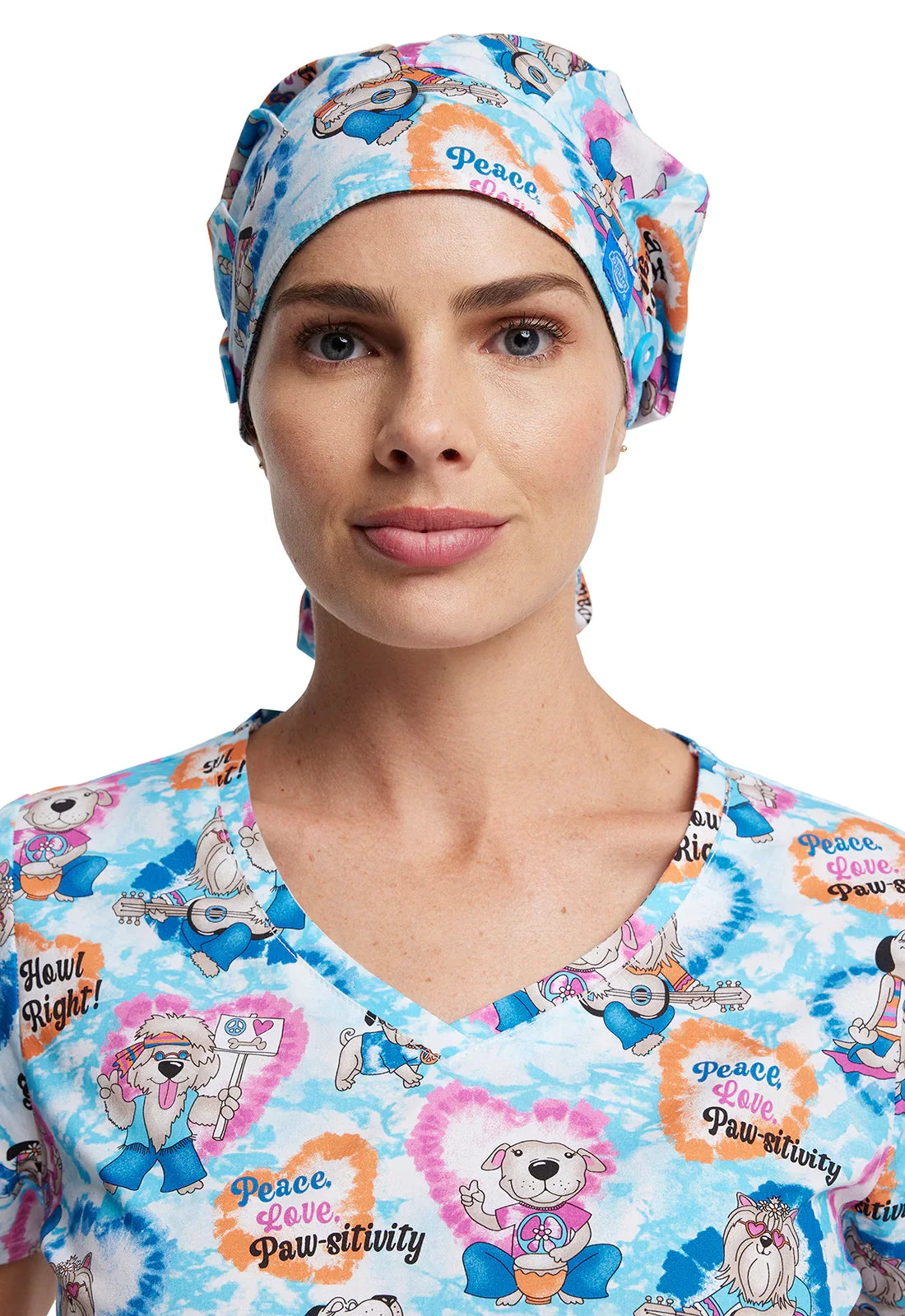 Dickies by Cherokee Hippie Hounds Bouffant Scrub Cap