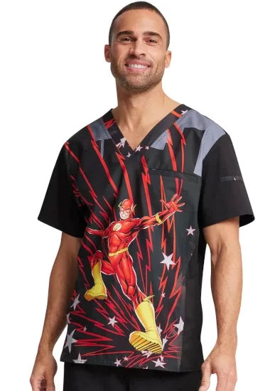 Tooniforms by Cherokee The Flash Men's Scrub Top