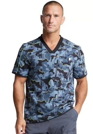 Dickies Men's V-Neck Tough Glowing Camo Scrub Top