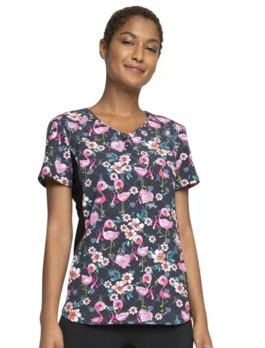 Cherokee iFlex Let's Flock Together V-Neck Top
