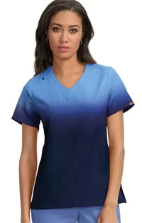 koi Lite Reform Women's 2-Pocket Stretch Ombre Print Scrub Top