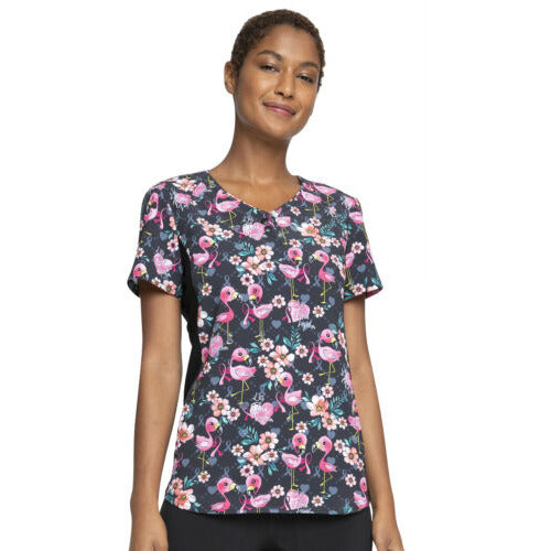 Cherokee iFlex Let's Flock Together V-Neck Top