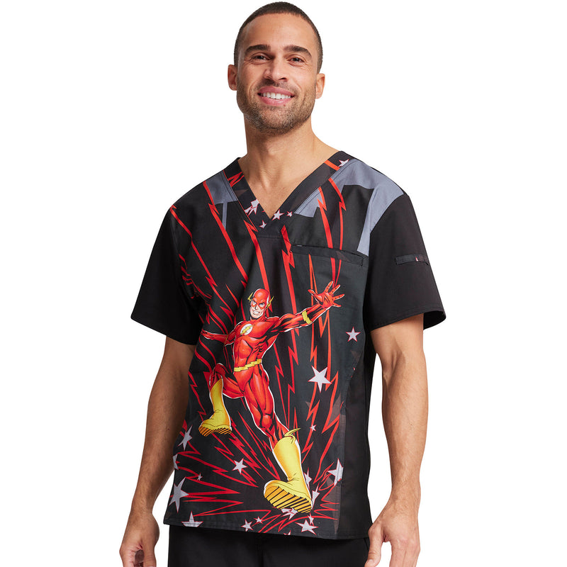 Tooniforms by Cherokee The Flash Men's Scrub Top